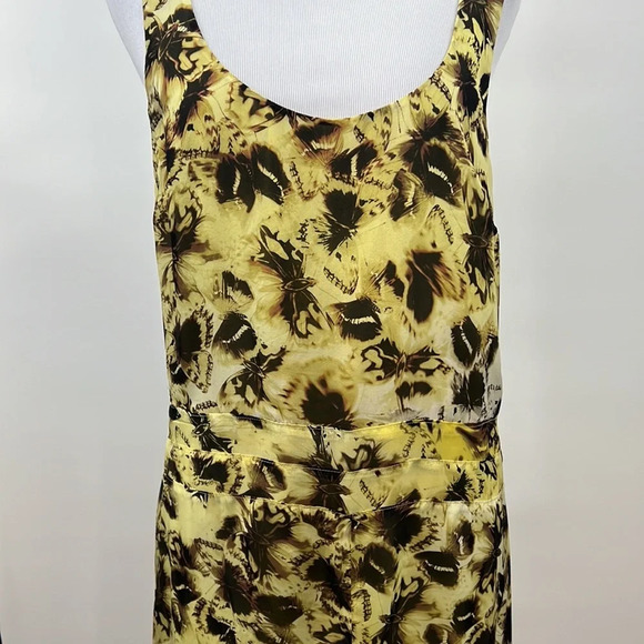 Leifsdottir Anthropologie Dress Womens 6 Yellow Brown Butterfly Print 100% Silk - Picture 4 of 13